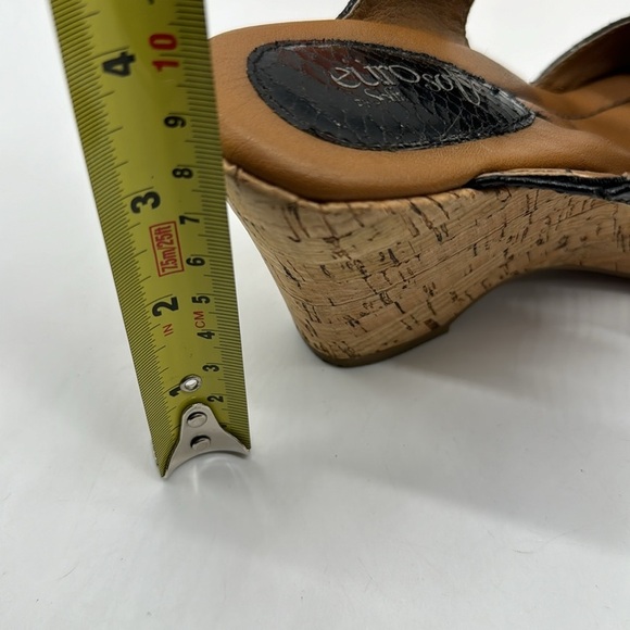 EuroSoft Black Snakeskin Cork Wedge Sandals Size 7 BSN6827F - Picture 5 of 8